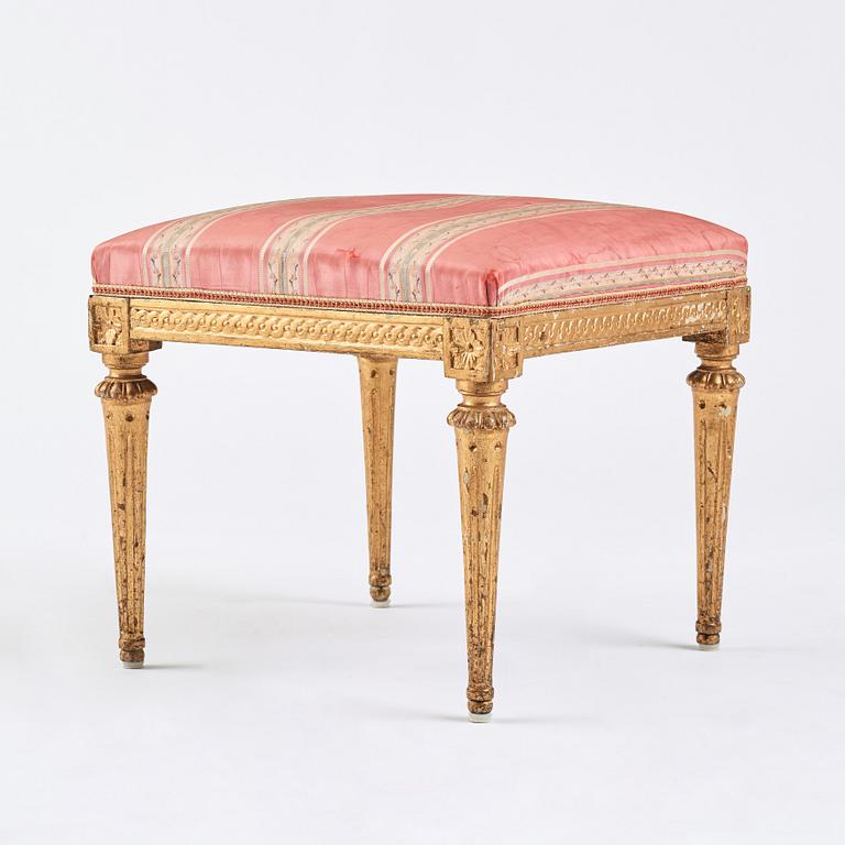 A Gustavian stool by Johan Lindgren, (Stockholm 1770-1819).