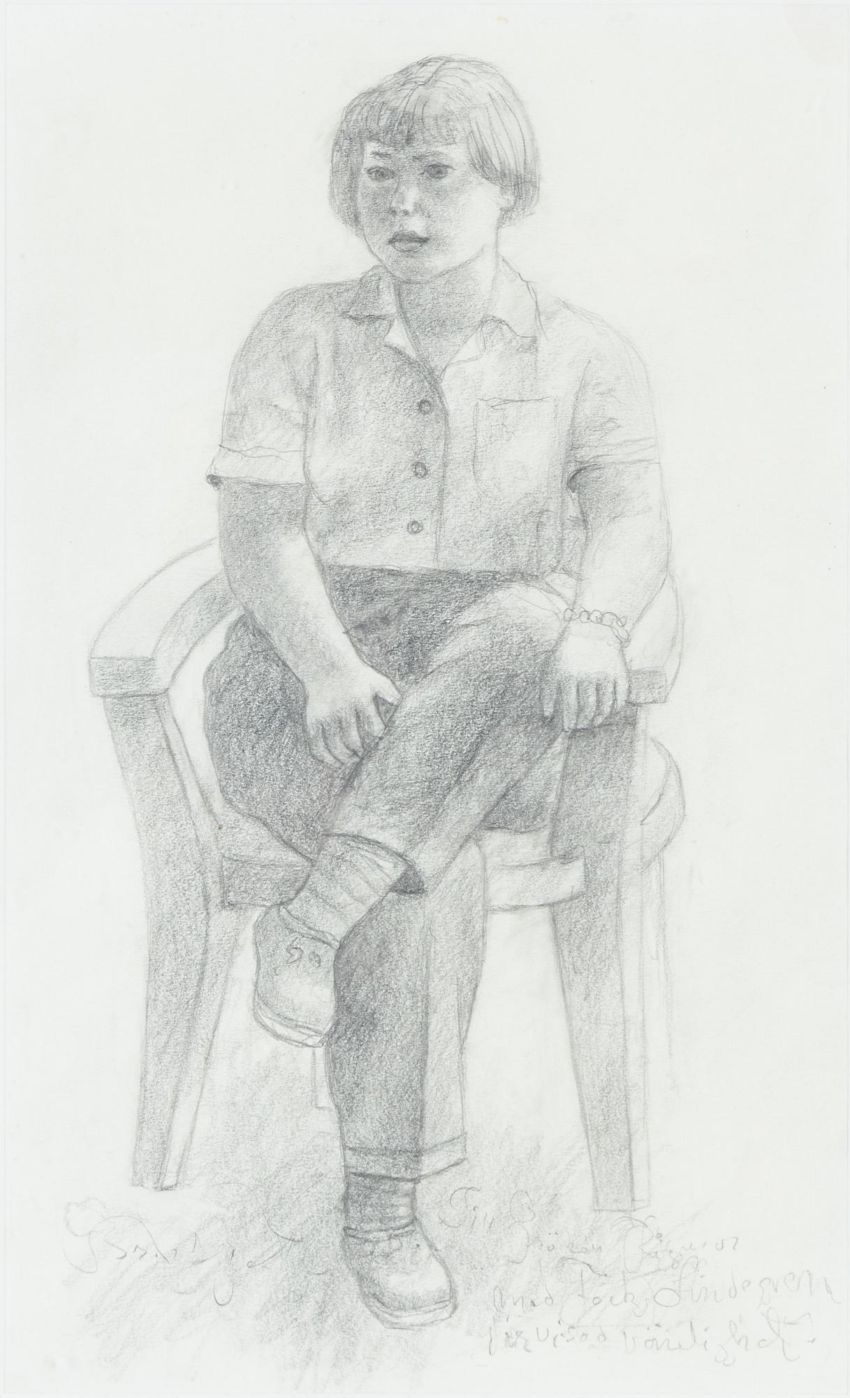 Bror Hjorth, pencil drawing, signed Bror Hjort.