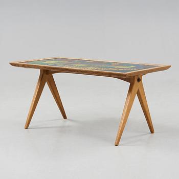 Stig Lindberg, an enamel and oak sofa table, Gustavsberg and Nordiska Kompaniet, Sweden 1950's.