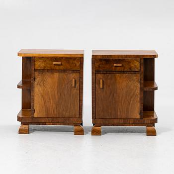 Bedside tables, a pair, in the Art Deco style, mid-20th century.