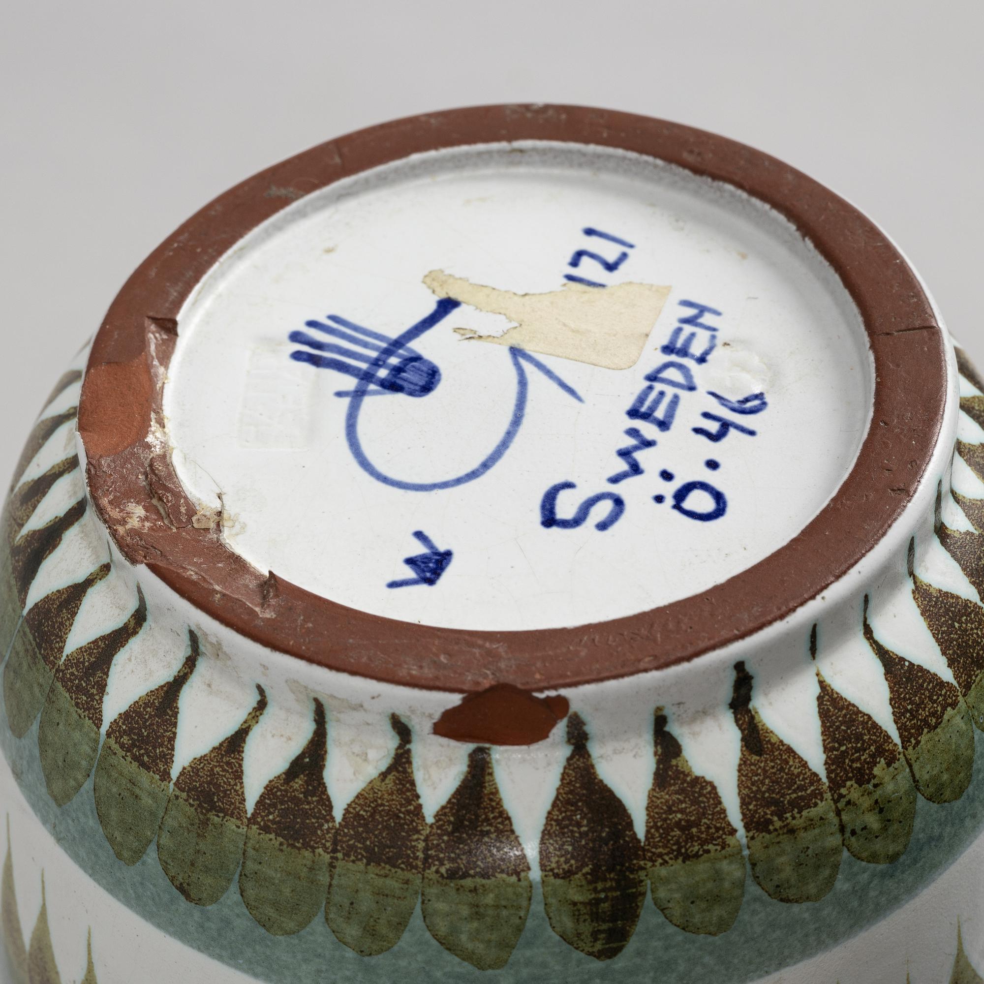 An earthenware vase by Stig Lindberg, Gustavsberg Studio.