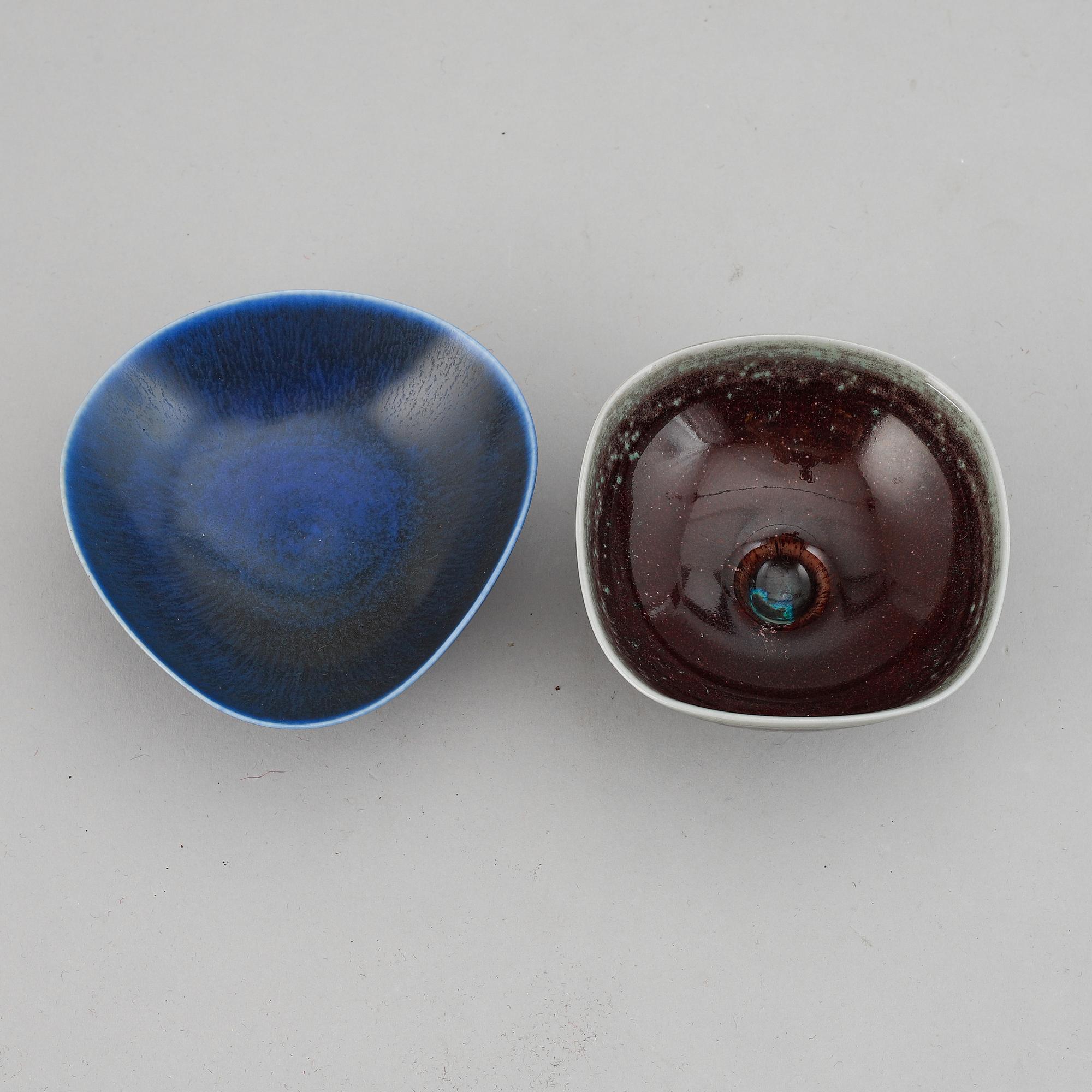 Berndt Friberg, two stoneware bowls, Gustavsbergs Studio, signed.