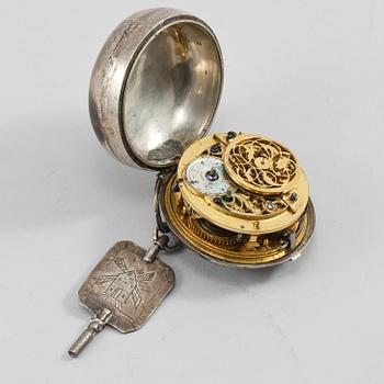 FICKUR, silver, John Wilter, London, 1700-tals mitt/andra hälft.