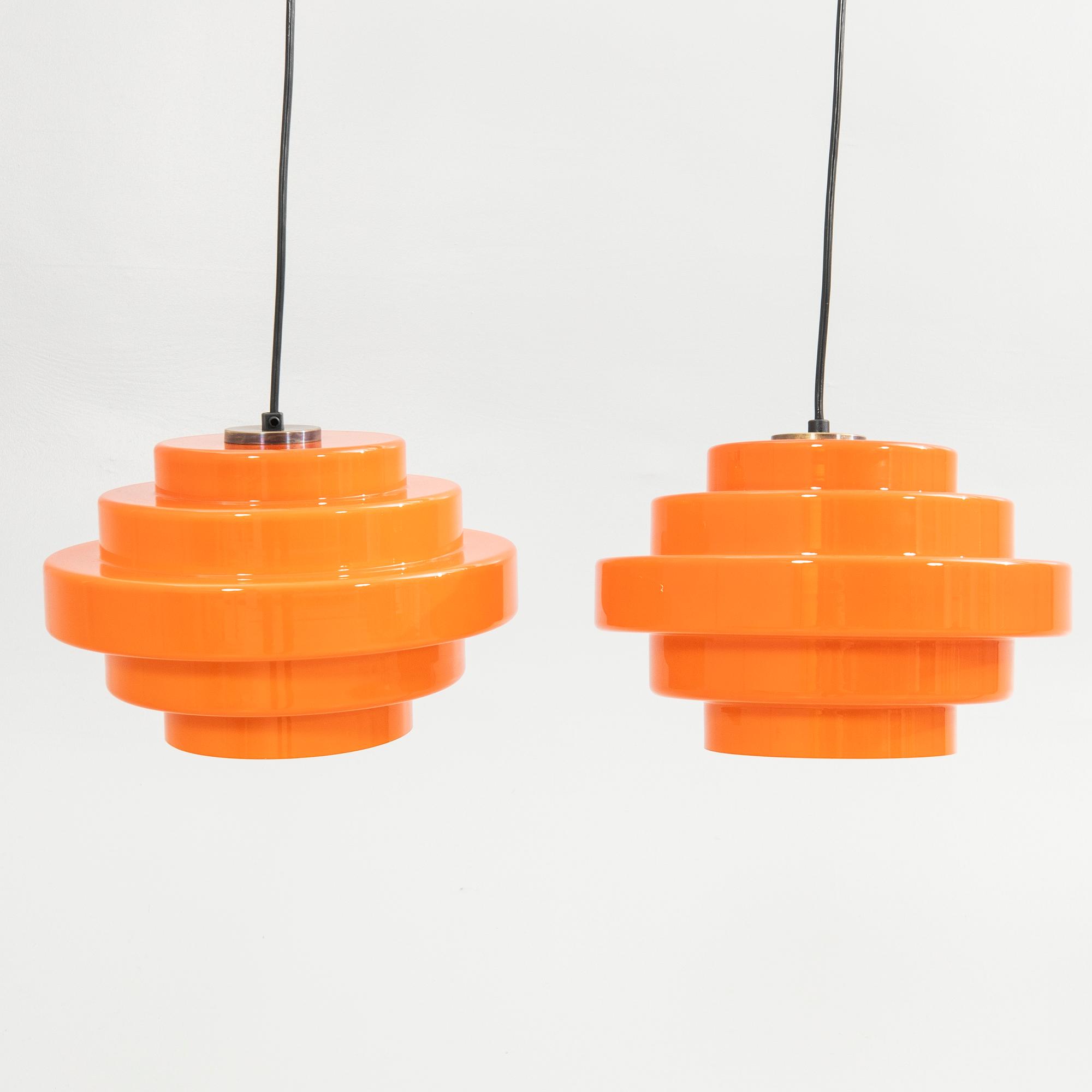 Ceiling lamps, a pair, 1970s.