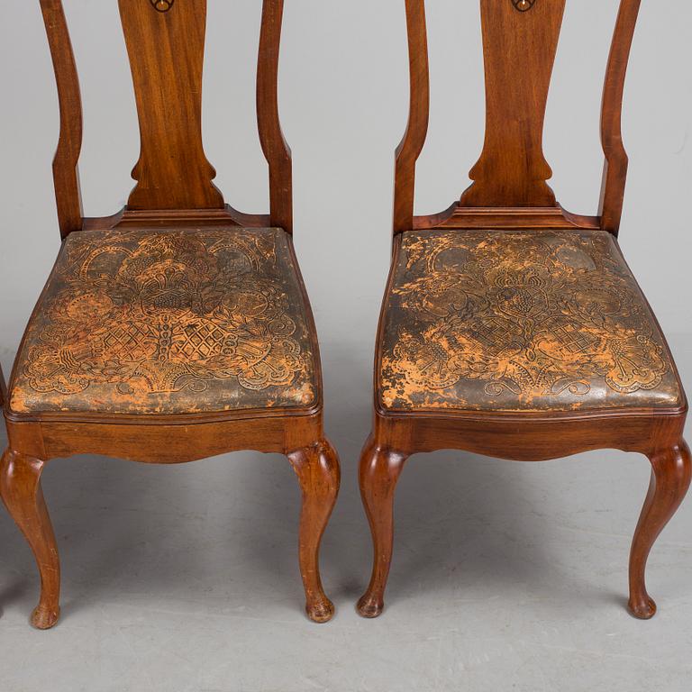 Four Baroque style mahogany chairs, mid 20th Century.