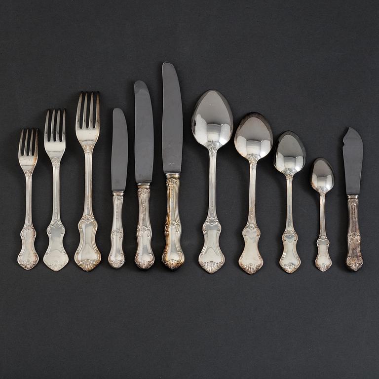 A 126 piece set of silver flatware, model "Patricia" by MEMA, 1960's.