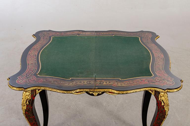 A late 20th century card table in Boulle-style.
