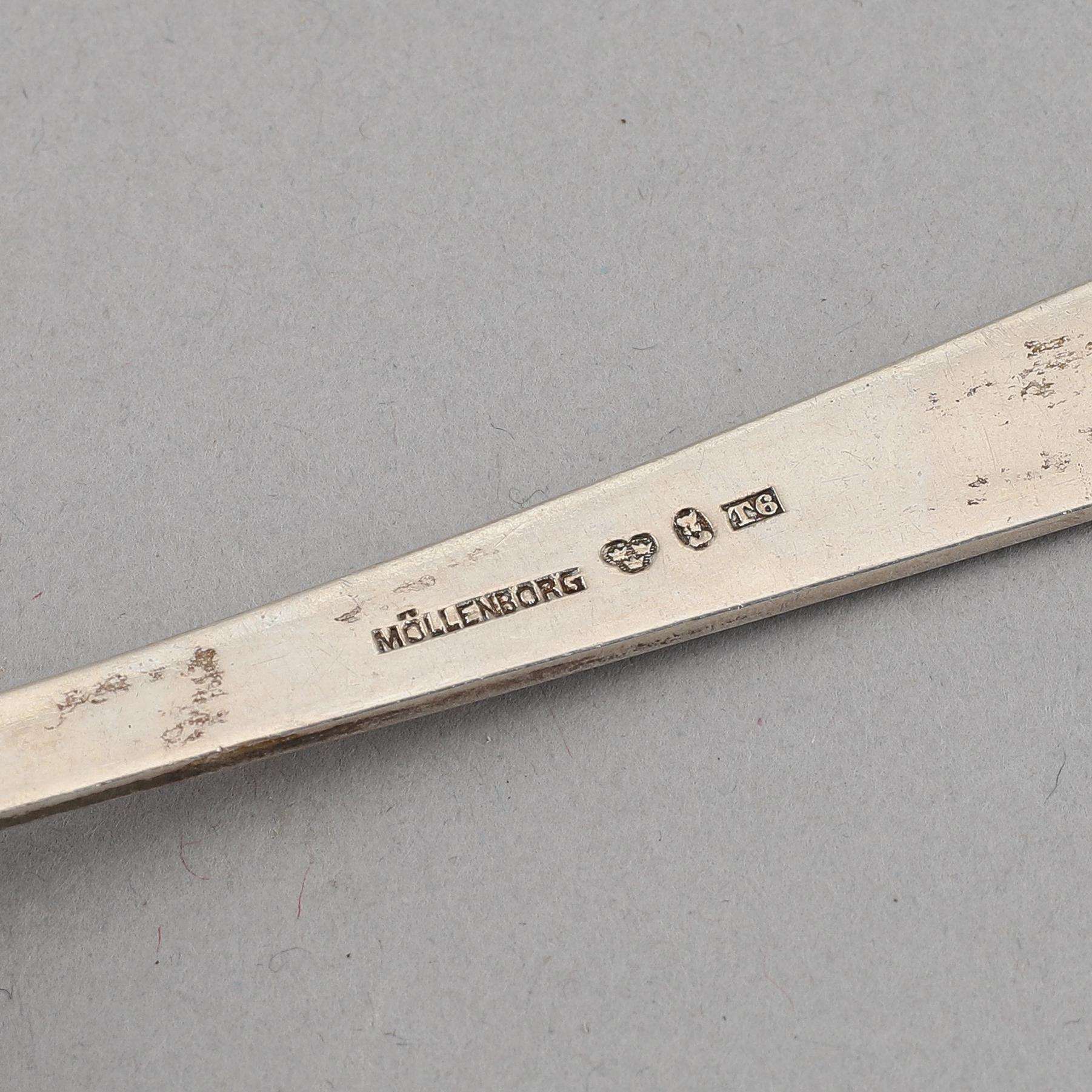 Two sauce spoons and one other spoon, silver, including Gustaf Möllenborg, Stockolm, 1897.