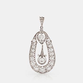 A PENDANT set with old-cut diamonds.