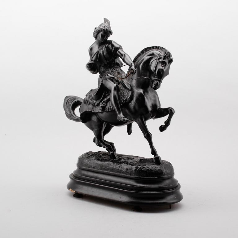 SKULPTUR, svartmålad metall, omkring år 1900.