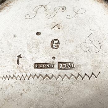 Petter Lund, bägare, delvis förgyllt silver, Stockholm 1755. Rokoko.