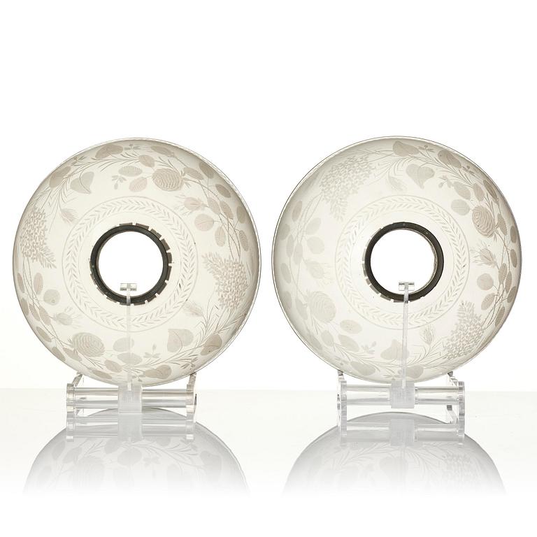 A pair of Empire painted sheet metal carcel oil lamps.