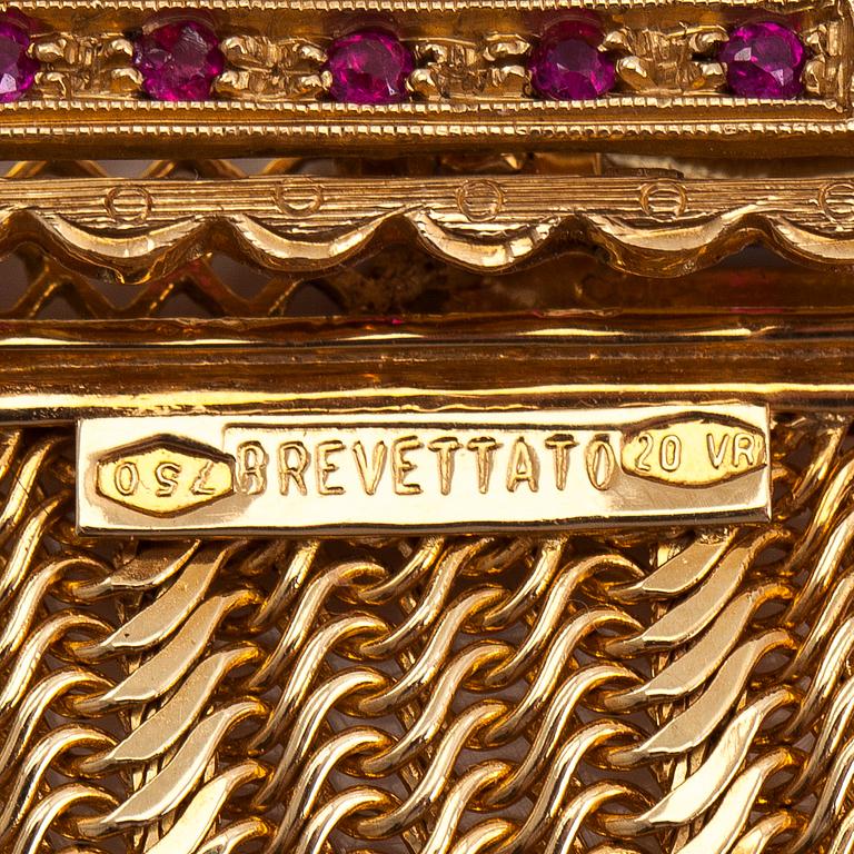An 18K gold and synthetic rubies bracelet, Italy.