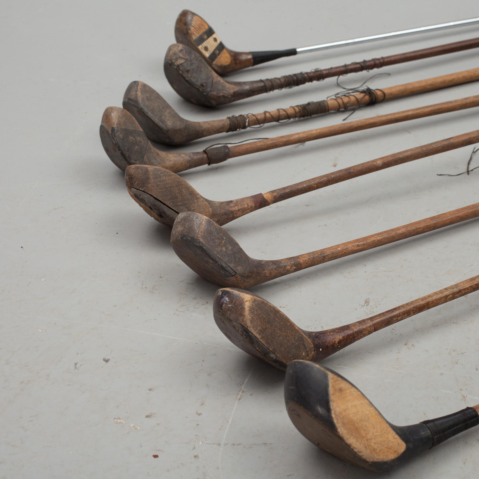 PARTI GOLFKLUBBOR, 8 st, drivers, 1900-talets första hälft.