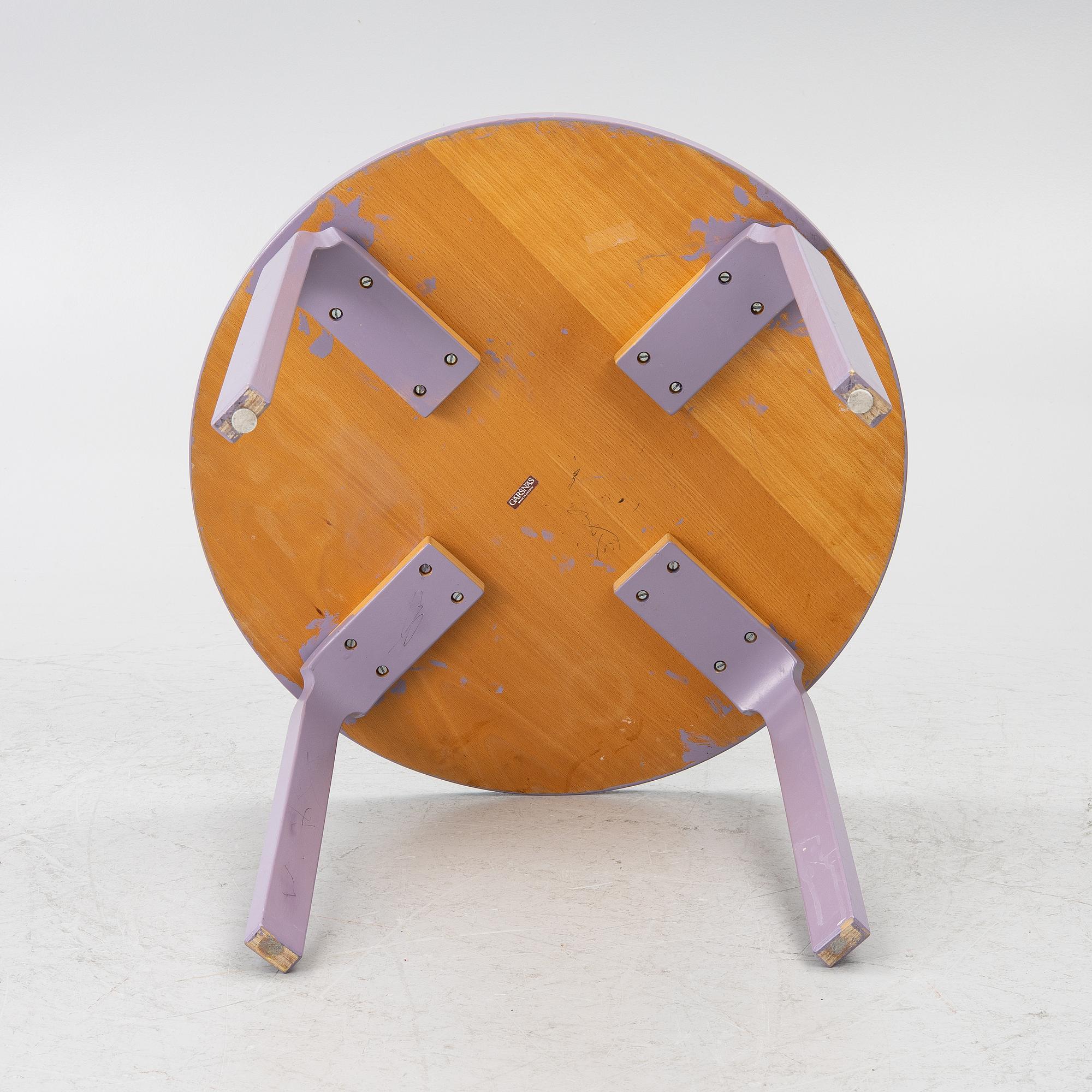 Table, Gärsnäs, and a pair of No. 65 children's chairs by Alvar Aalto.
