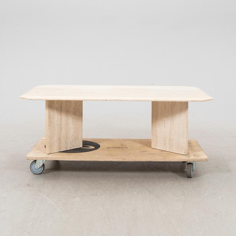 A late 20th century travertin  coffee table.