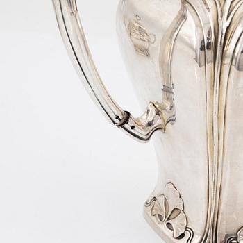 Carl Fredrik Carlman, kaffeservis, 4 delar, silver, jugend, Stockholm, 1907.