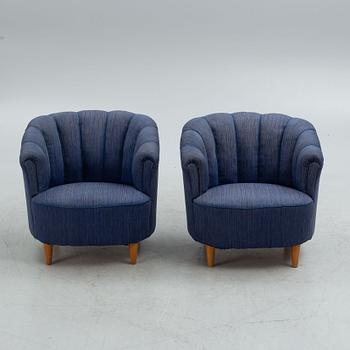 A pair of Swedish Modern armchairs, Swedish Modern, 1940's/50's.