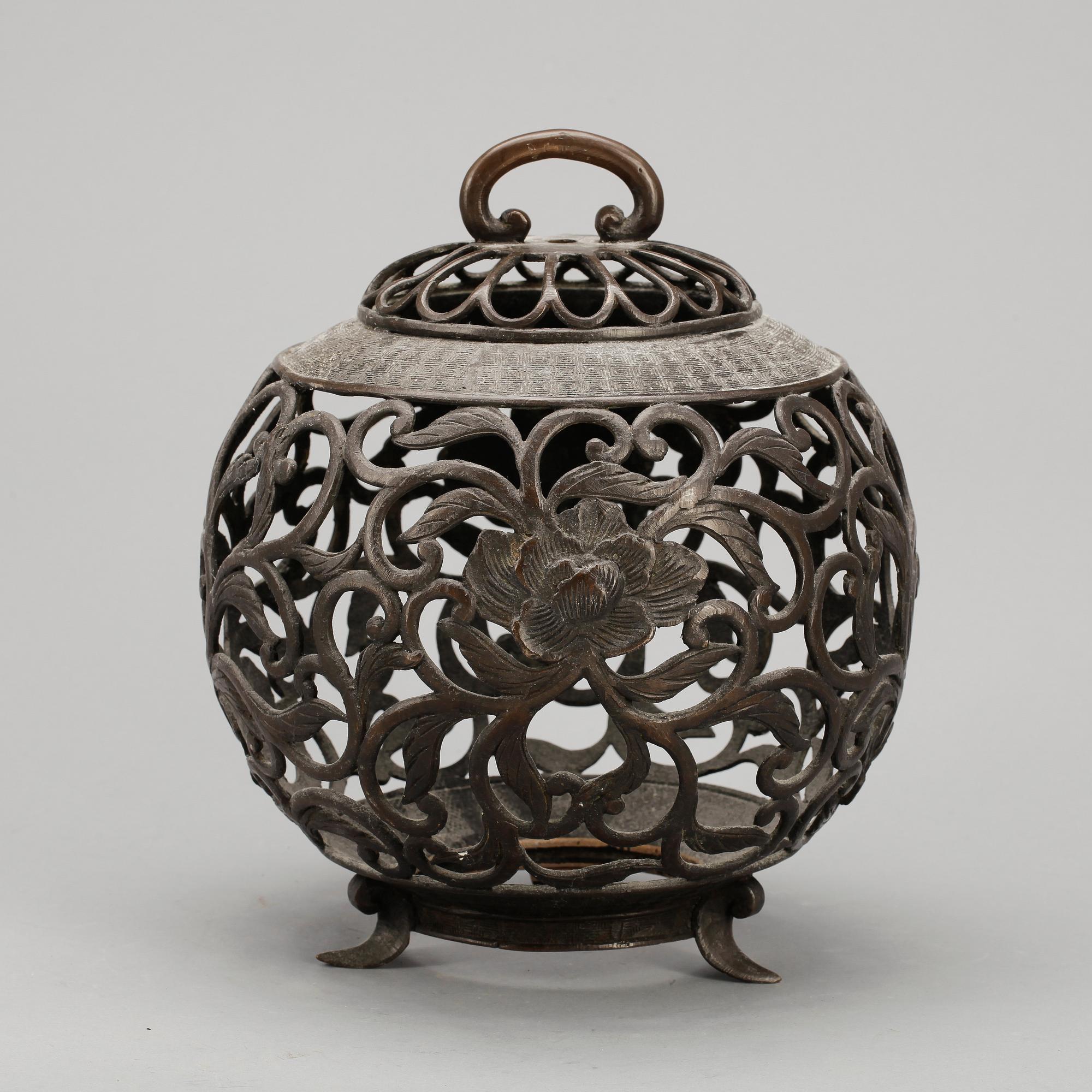 RÖKELSEKAR, brons, sannolikt Japan, 1800/1900-tal.