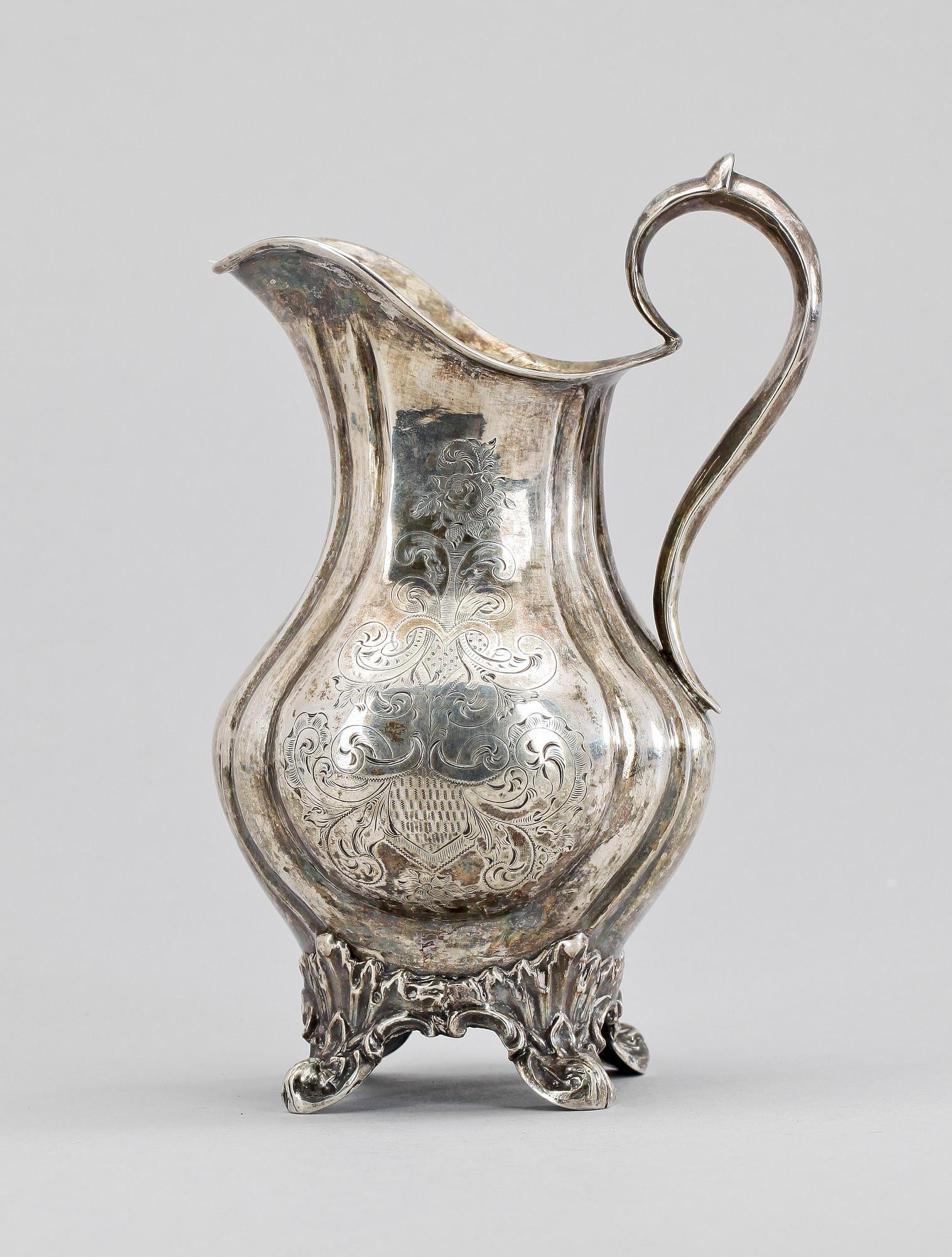 GRÄDDKANNA, silver, nyrokoko, Christian Hammer, Stockholm, 1851. Vikt ca 173 g.