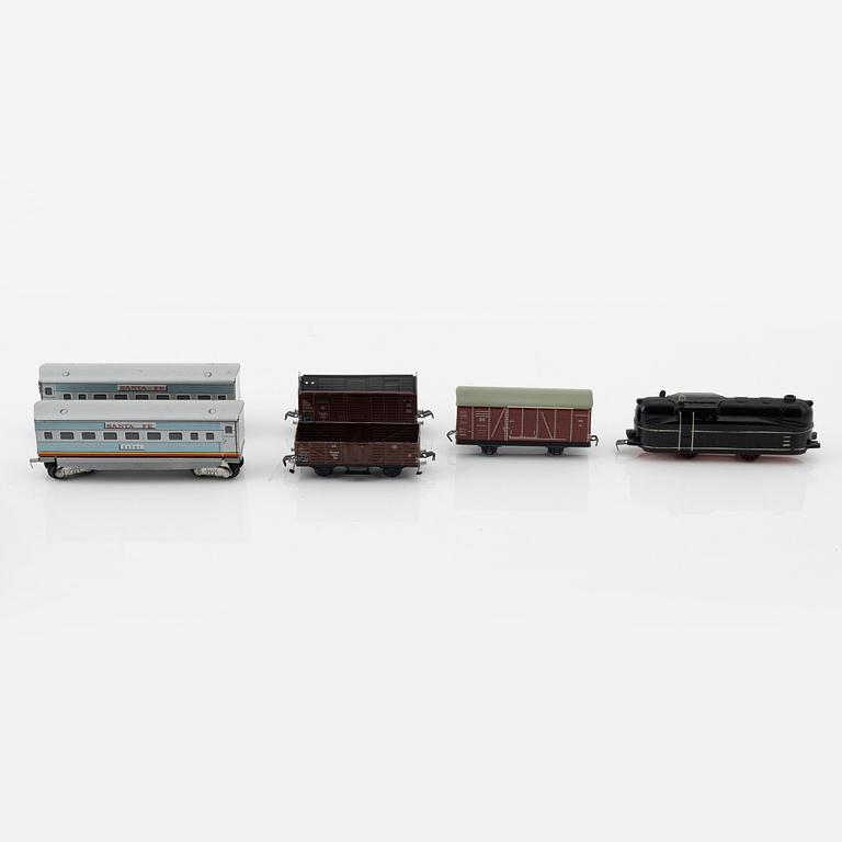 A Fleischmann tin plate scale model railway, U.S. zone, Germany, 1940s.