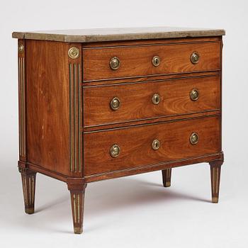 A late Gustavian mahogany commode by F. Iwersson (master in Stockholm 1780).