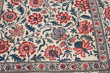 TEXTIL, semiantik/antik Kalamkar, sannolikt Isfahan, ca 110 x 109 cm.