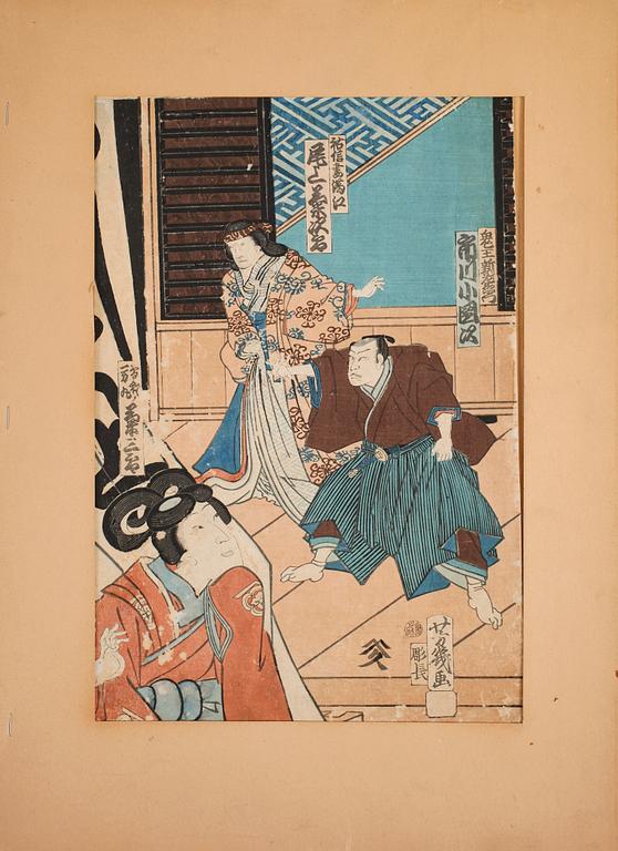 OKÄND KONSTNÄR, 2 st, träsnitt, Japan, 1800-tal.