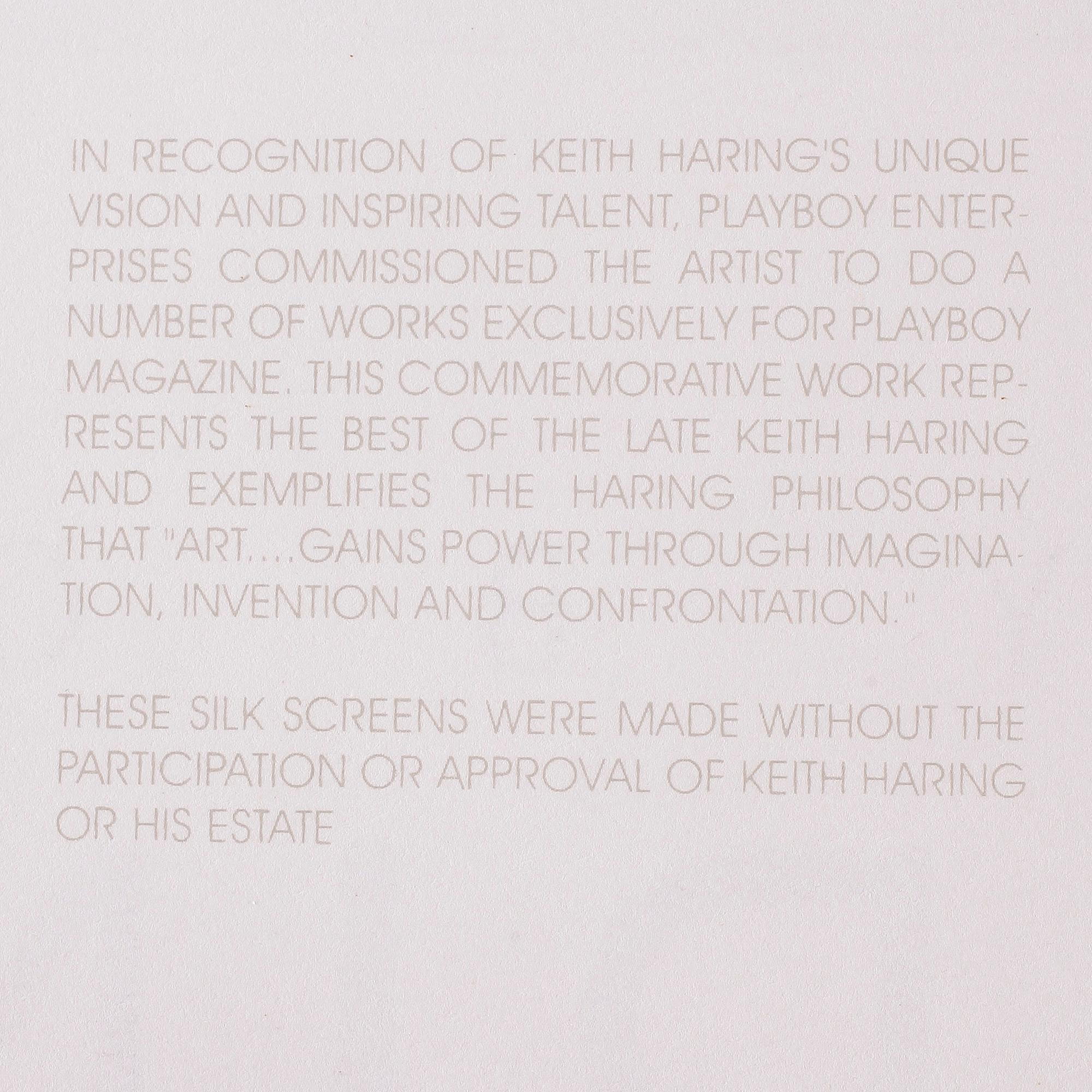 KEITH HARING (Efter), färgserigrafi, utgiven av Special Editions Limited, 1991.