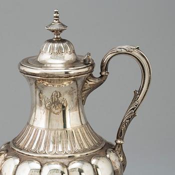 A three-piece silver coffee service, marked WP, Turkku, Finland, dated 1894 and 1897.