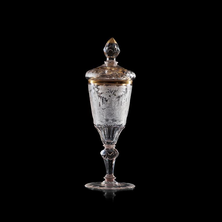 A Bohemian goblet with cover, 18th Century.