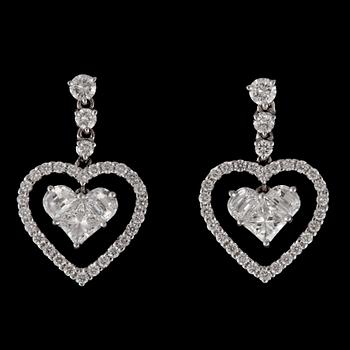 93. A pair of brilliant-cut diamond earrings, 2.26 cts in total.