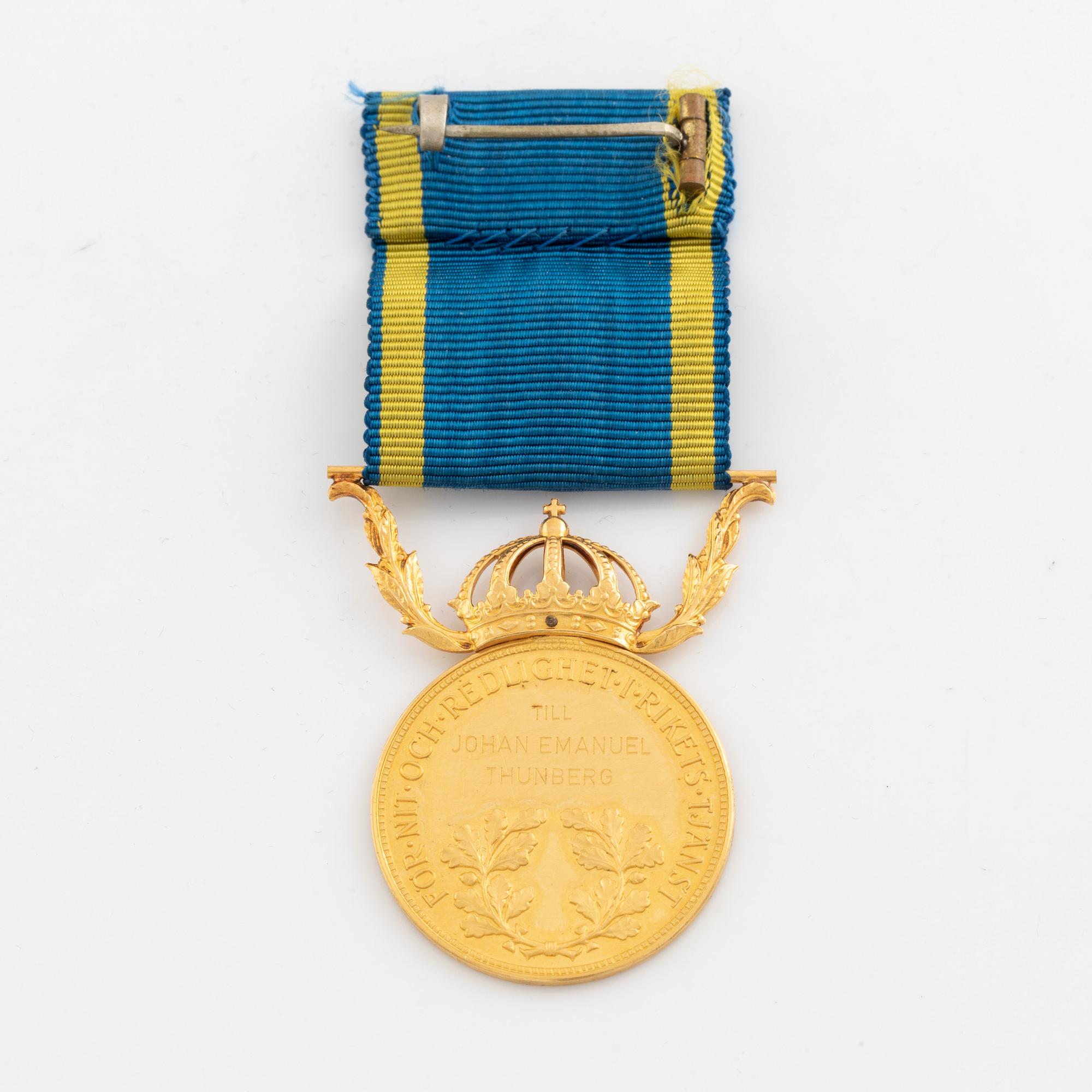 Gustav VI Adolf, Medalj, 18K guld. 1954.