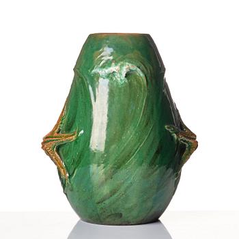 Hilma Persson-Hjelm, a glazed earthenware art nouveau vase, executed in her own studio, Arvika 1910. No 1280.