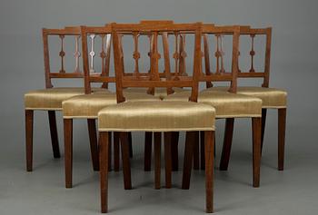 STOLAR, 6 st, mahogny, trol. England, 1900-talets första hälft.