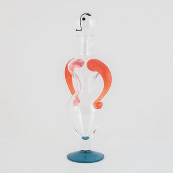 Kjell Engman, a glass decanter with stopper, Kosta Boda.