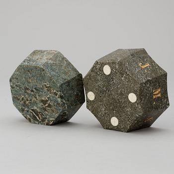 Two Swedish 19th century green marble butter boxes.