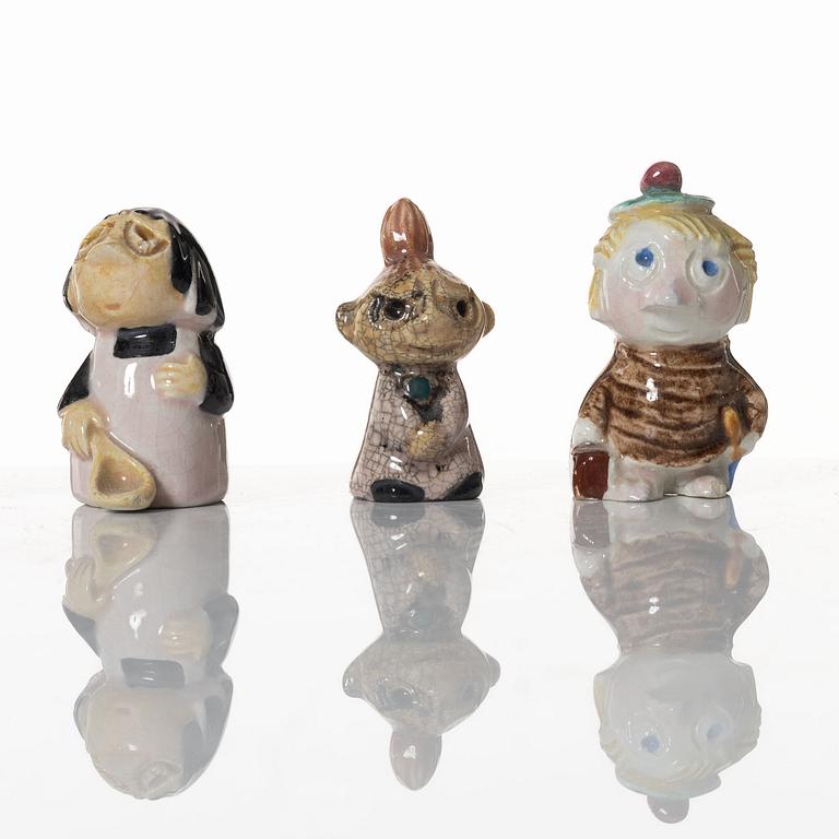Leo Tykkyläinen, figuriner, 10 st, keramik, Mumin, Finland, 1950-tal.
