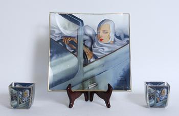 BORDSUPPSÄTTNING, 4 delar, glas, design Tamara de Lempicka, Goebel.