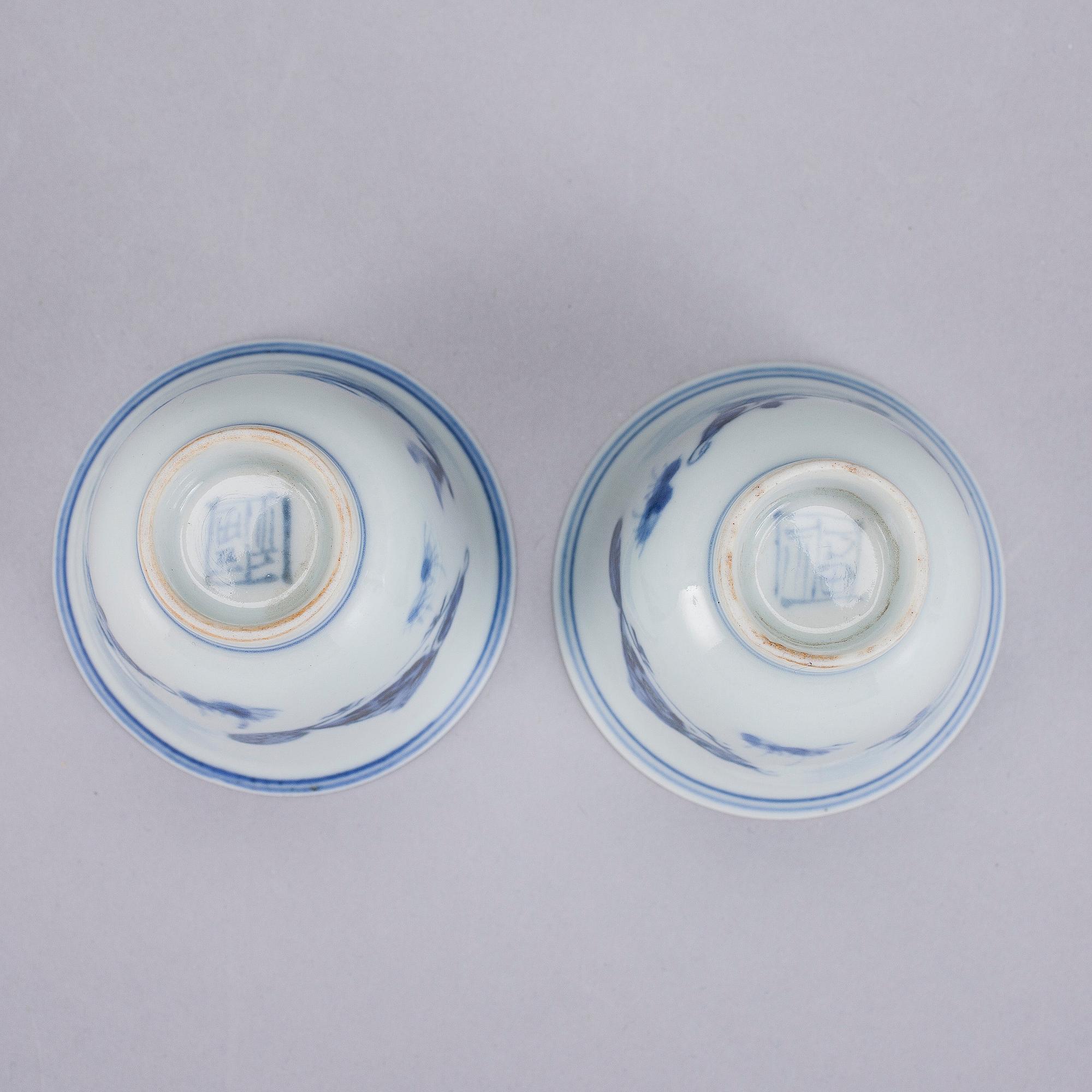 VINBÄGARE, porslin, Kangxi 1700-tal.