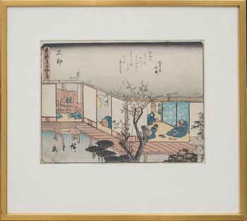 Ando Utagawa Hiroshige · ANDO UTAGAWA HIROSHIGE, färgträsnitt, signerat i trycket, 1800-tal.