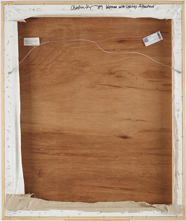 Christine Keefe, akryl på duk, signerad och daterad -89 a tergo.