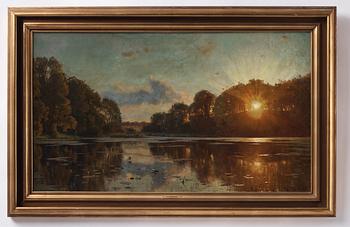 Peder Mork Mönsted, Sunset over a lake.