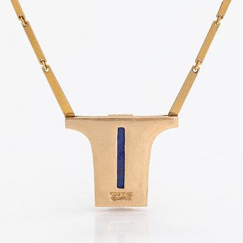 Björn Weckström, A 14K gold and lapis lazuli necklace "Torso". Lapponia 1999.