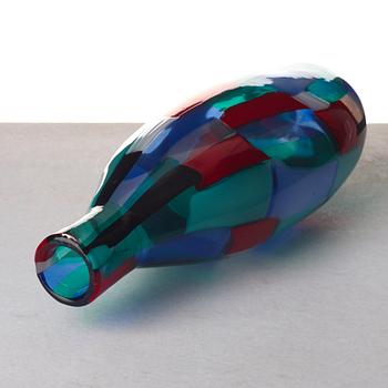 Fulvio Bianconi, a pezzato (patchwork pattern) glass bottle, Venini, Italy 1950's.