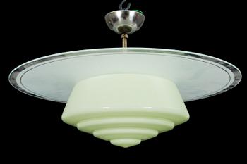 TAKLAMPA, glas 1940-tal. Diam 45 cm.