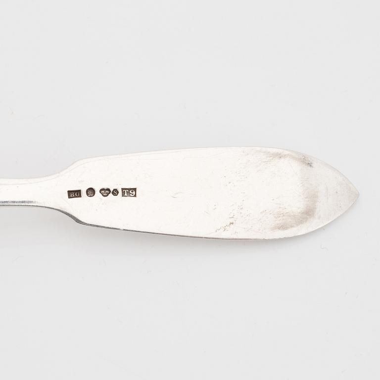 Swedish silver cutlery and napkin rings, including mark of Fritz Olsson, Luleå 1966 (9 pieces).