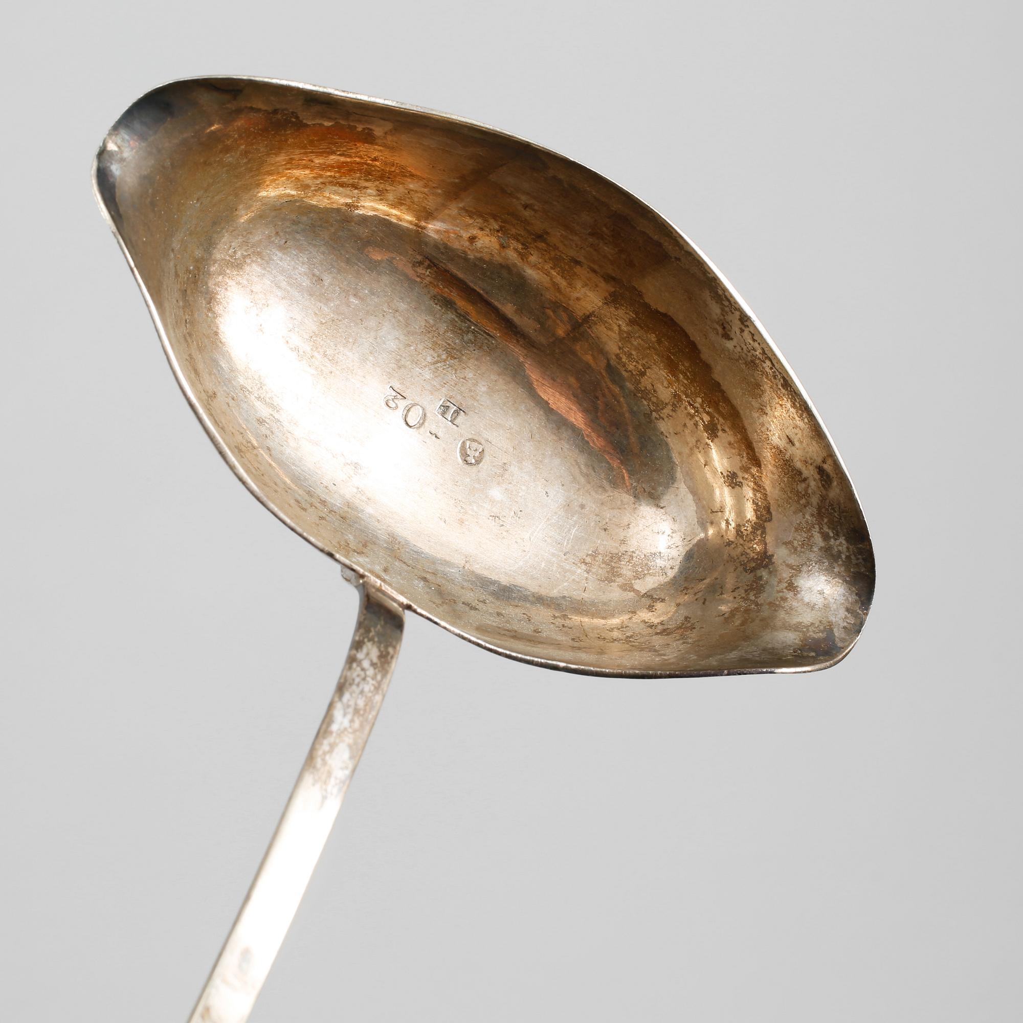 SOPPSLEVAR, 2 st, silver, Johan Leffler, Falun, 1796 och okänd mästare, Sverige, 1800-tal.