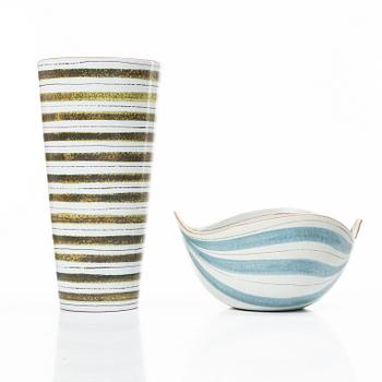 Stig Lindberg, A faience vase and bowl, Gustavsberg.