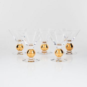 Gunnar Cyrén, champagne / cocktailglas, 5 st, "Nobel", Orrefors.